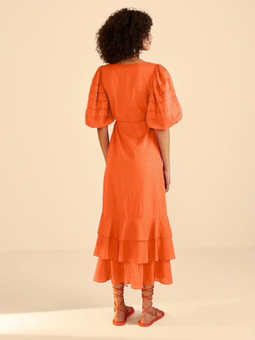 NWT FARM Rio Orange Ruffles
Midi Dress - Picture 4 of 5